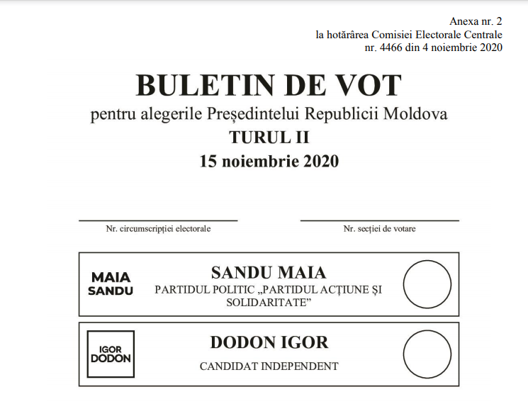 FOTO // A fost aprobat textul și modelul buletinului de vot pentru cel de-al doilea tur de scrutin prezidențial